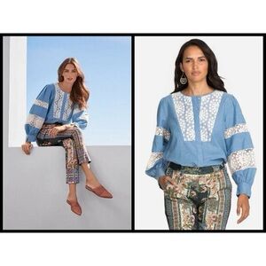 Johnny Was Thalassa Pieced Button Down Shirt